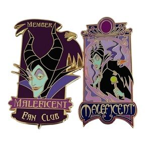 Disney Pins Set of 2 Maleficent Fan Club Villain Diablo Raven LE 1000
